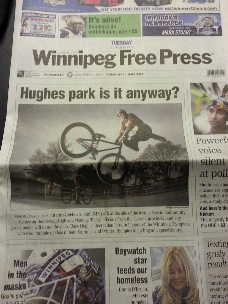 Made the front page in my city's biggest news paper! Stoked! Wearing my Do you even whip bro? shirt #lzbmx