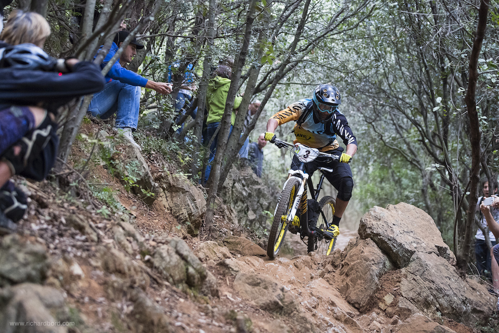 Fabien Barel riding the last part of the most technical stage here in Finale Ligure.