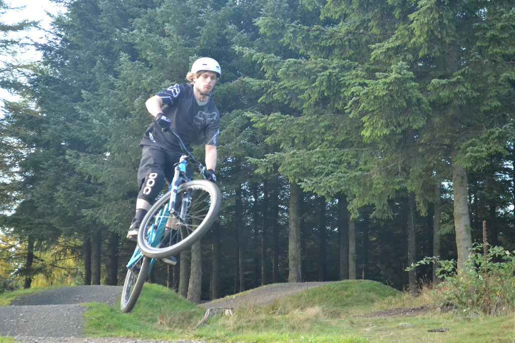 Riding the jumps at Glentress on my Shine. Photo credit Lewis Hobson (wetriverdoggy)