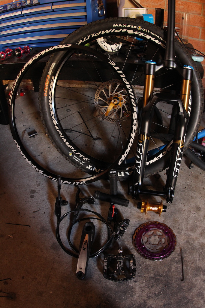 parts for my upcoming shine build. rear wheel will be converted to female axle