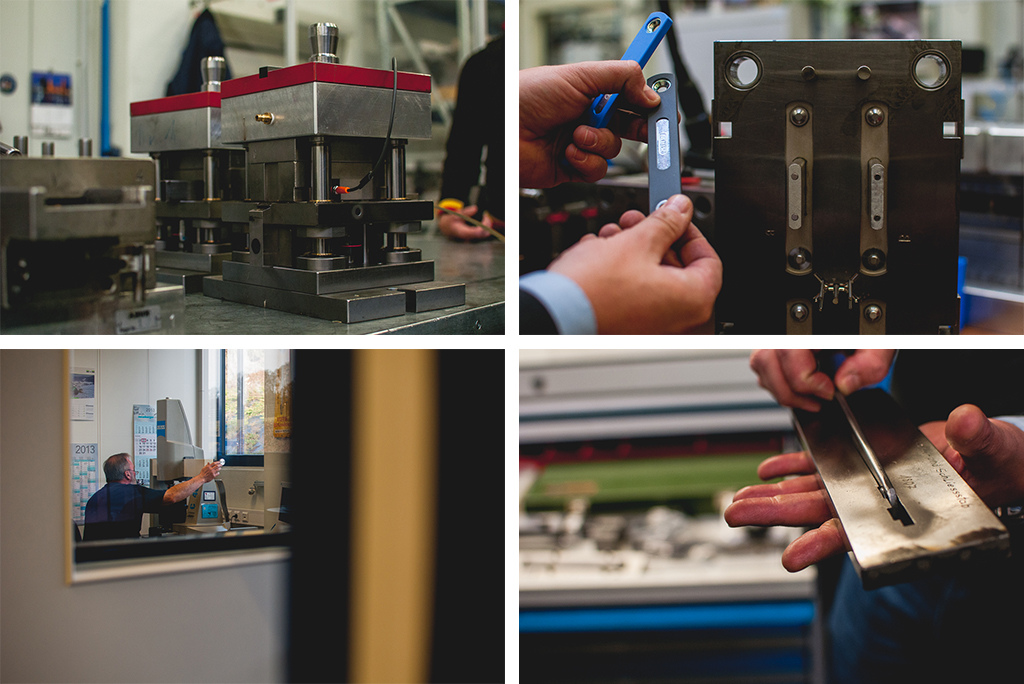 Building the molding machine for foldable locks.