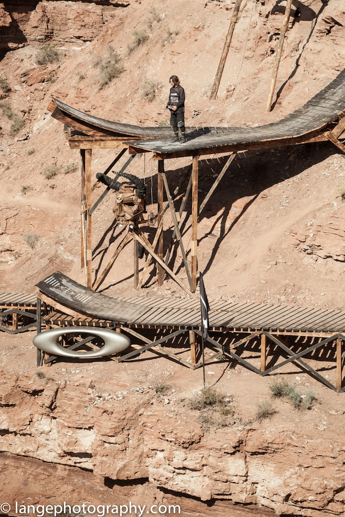 to the edge, graham agassiz ponders what might be on the sender at redbull rampage 2013, virgin, utah.