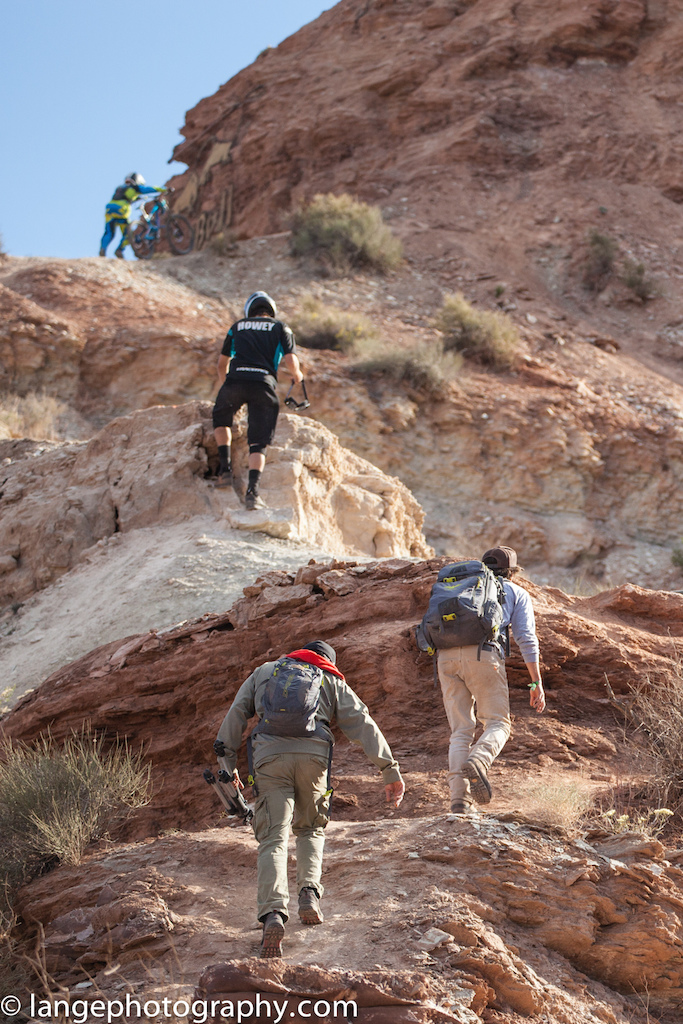shandro, lorence, howey, and vink make their way up the unlikely cliffs at rampage 2013