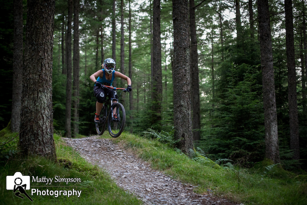 Sister on the whinlatter trails on her hardtail