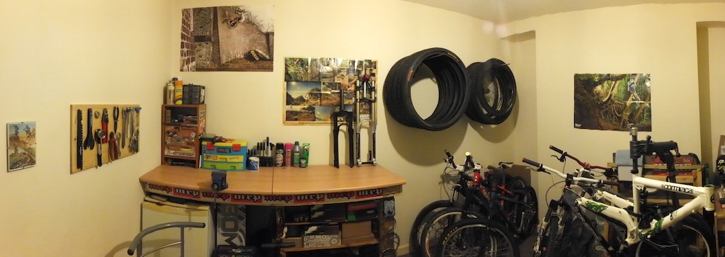 I finally finished the improvements to my new workshop! 
Fresh paint, new custom worktop + storage, Shadow board for tools, custom tyre + wheel racks, new posters and everything has been sorted out and tidyed up! (Thankyou to Rhys for help with the painting)