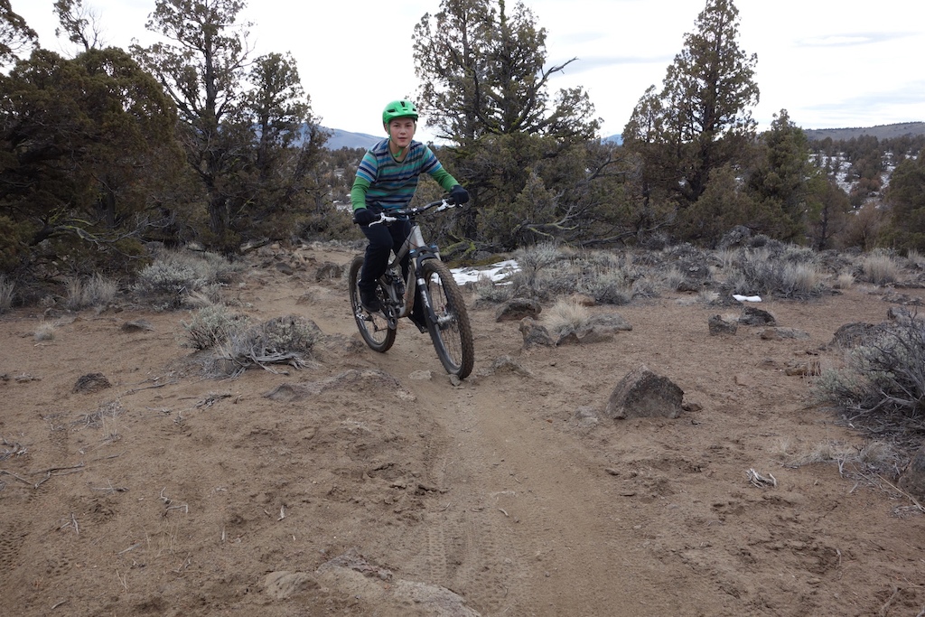 January trail ride.  Killing it on mom's bike