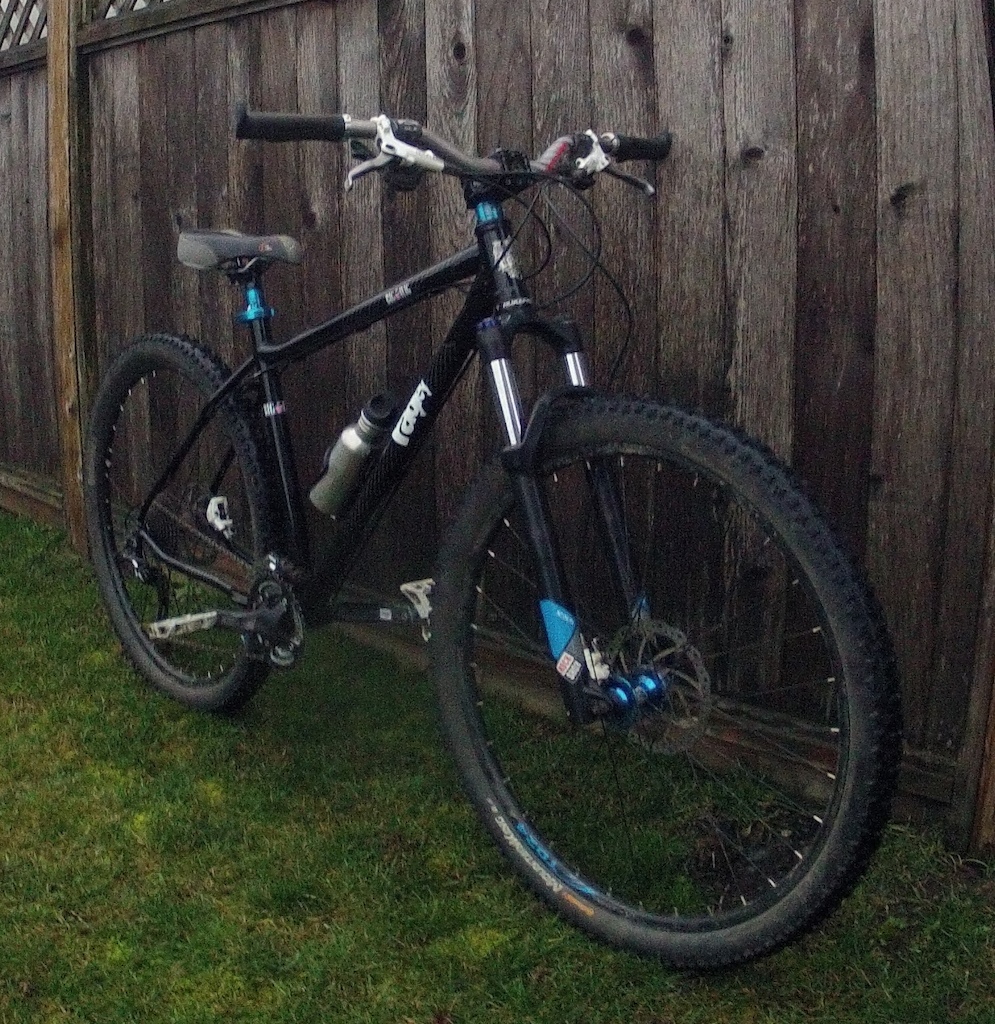 2014 Ragley Bigwig  (size Large, 20")with the rims, cranks, forks, and shifters from my 2012 GT Karakoram 9R.