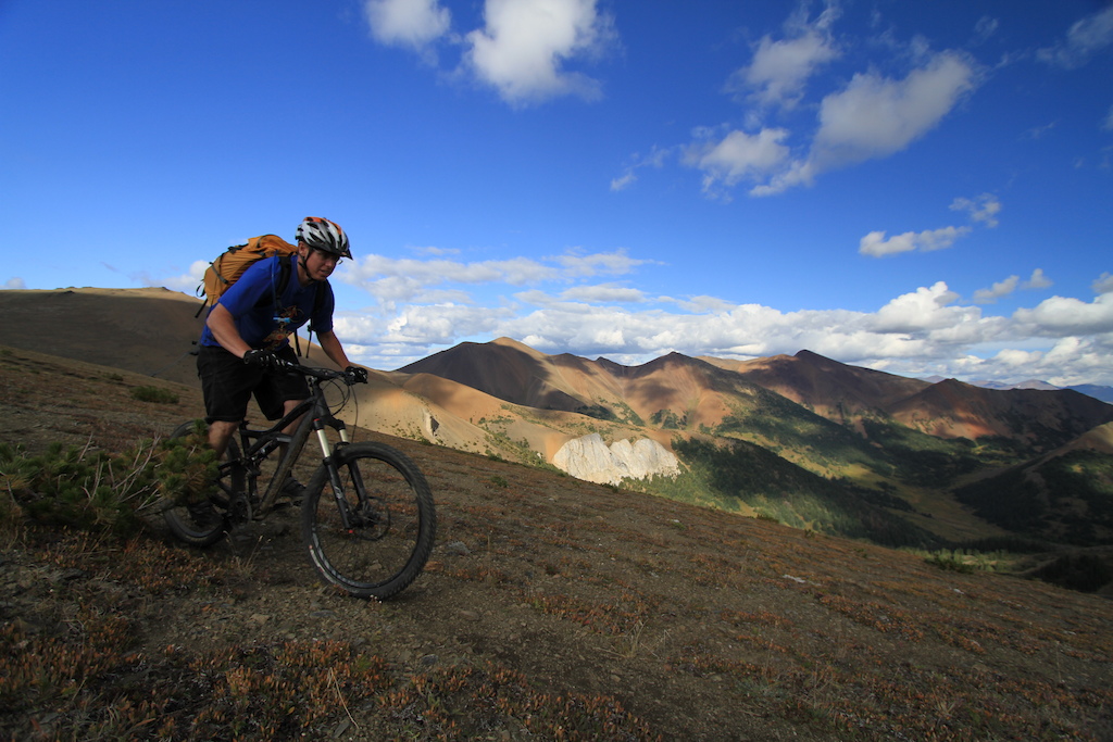 September 2013 - Taylor Creek, Eldorado Pass, High trail, Windy Pass, Spruce Peak, Ridge Trail and Lick Pass, 9 hours ride and hike-a-bike in the Chilcotins

- Ridge Trail descent from Spruce Peak