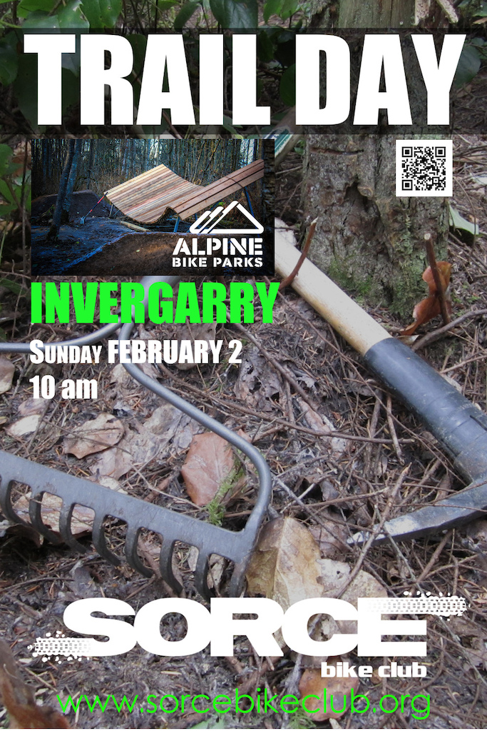 There is a trail day this Sunday Feb 2 2014 in Invergarrry bike park in Surrey BC. We are giving away a $50 gift card. Must be a 2014 SORCE member to enter. 

Alpine Bike Parks and Dustin Gilding will be on hand guiding the trail day!

Free Burgers and drinks!

Memberships cost $10 students, $20adult,$30family for the year