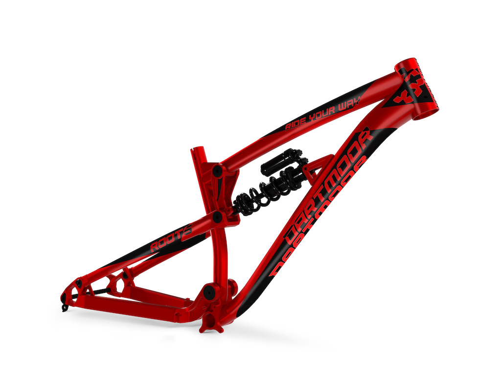 The Roots is a major addition to the Dartmoor gravity family. Dedicated for going big and rough, this frame is designed for the downhill freeriders that are rooted to the mountains. With 200mm of the progressive rear travel, this baby will transport you over any rock garden you can throw at it, while being stable enough to pull that sick whip on an A-Line. The design is well proven and is priced well to make this an ideal choice for anyone looking to custom build a sick rig. On the technical side, the Roots can be run with either 26” or 27.5” wheels with the rear running 150x12mm axle, the BB is 73mm, ISCG-05 and tapered IS42/IS52 standard headset. The rear shock is 222mm/69mm, seat post size is a beefy 31.6mm and its equipped with the rear post mount for the disc brake (PM 160mm). During many months of testing the Roots has been run with both 180mm and 200mm forks and both felt great, the choice is yours. The frame weights comes in at just 3.2 kg and will be available in an unforgettable Red Devil color scheme, achieved by using red clear coating over the polished aluminium, along with black decals. Available options: w/o shock and w/RS Kage RC coil shock.