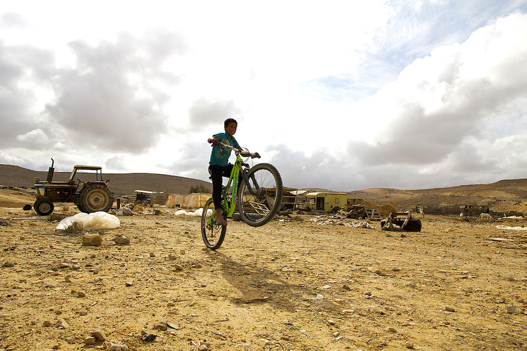 Turns out the wheel size debate isn't a factor in what makes a bike fun at this Bedouin camp. Mike Hopkins photo.