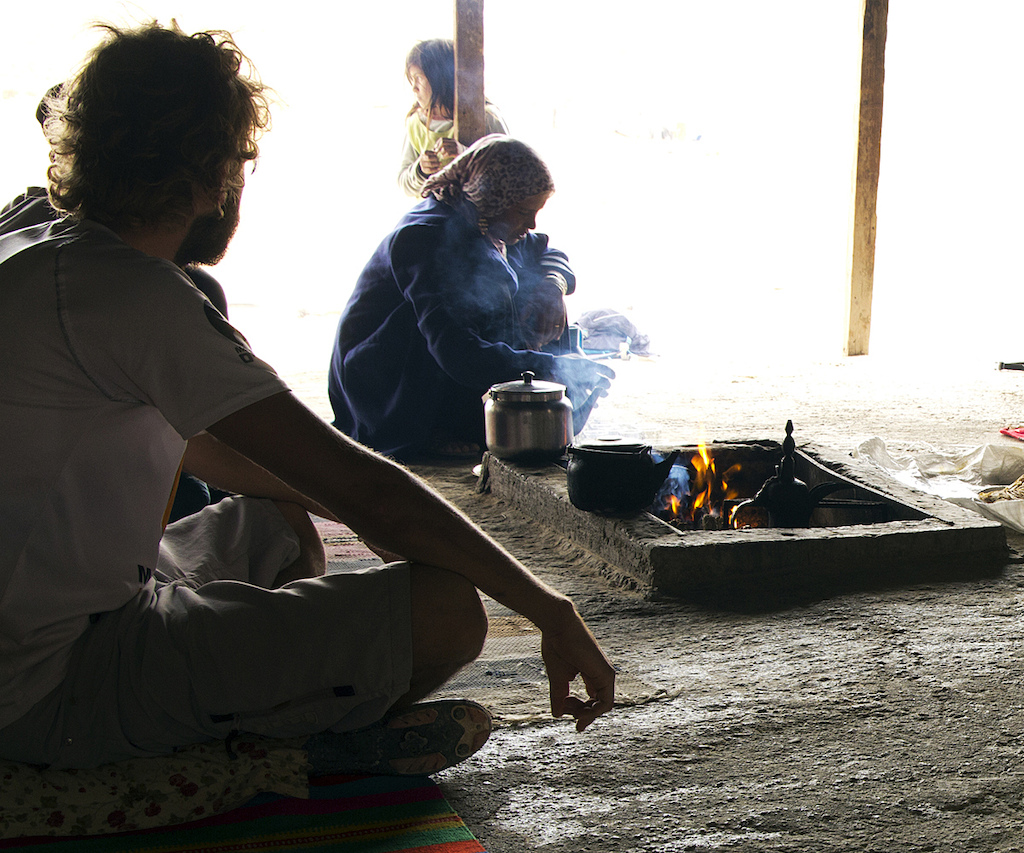Being served tea, coffee and bread at a Beadouin camp along the Argan Trail. Mike Hopkins photo.