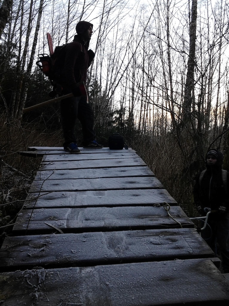 CBC Interview with my friend and trail-crew member Krow:

http://www.cbc.ca/daybreaknorth/interviews/2014/02/17/illegal-pirate-bike-trail/

We go deep in the woods to a pirate trail for mountain bikes. And it's not strictly legal. Daybreak's Andrew Kurjata introduces a piece produced by Associate Producer George Baker.