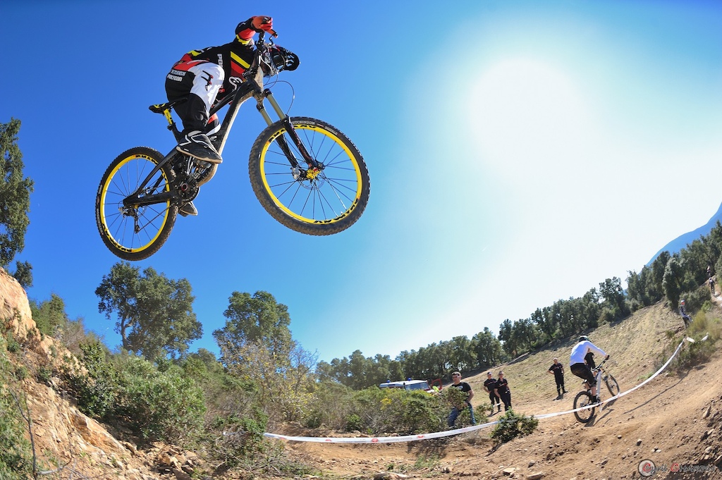 Aurliene Giordanengo is making the step from World Cup DH to Enduro World series this year, even on his enduro race bike he still took seventh overall today.