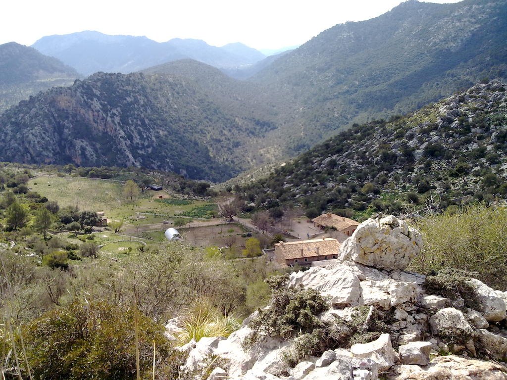 looking down at the refuge at Tossals Verd