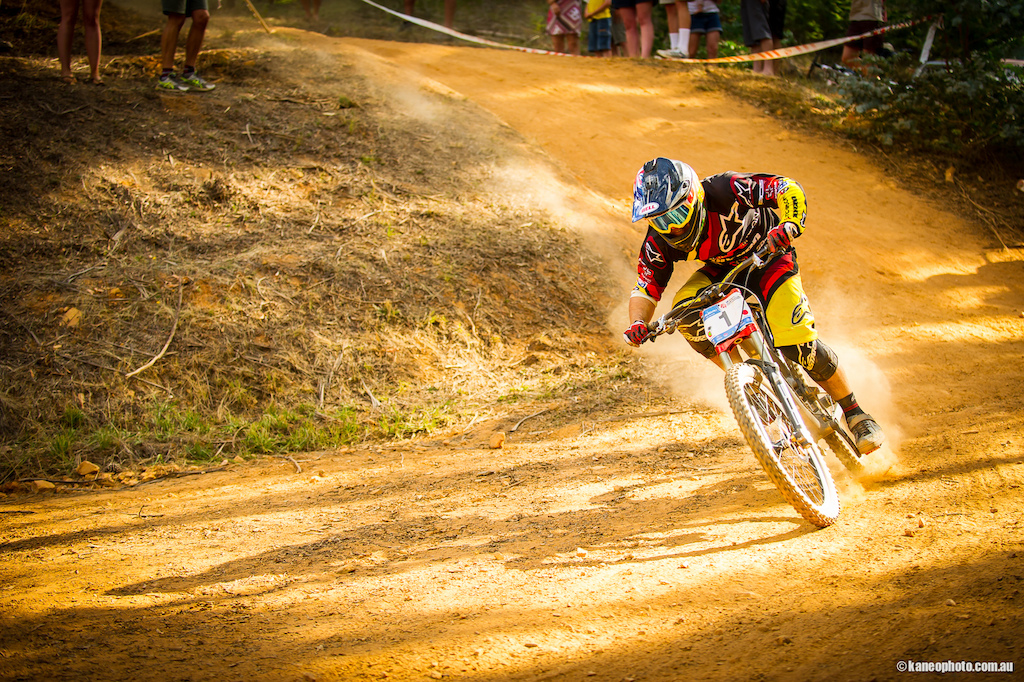 Mick was pushing hard on the last corner trying to salvage his race run