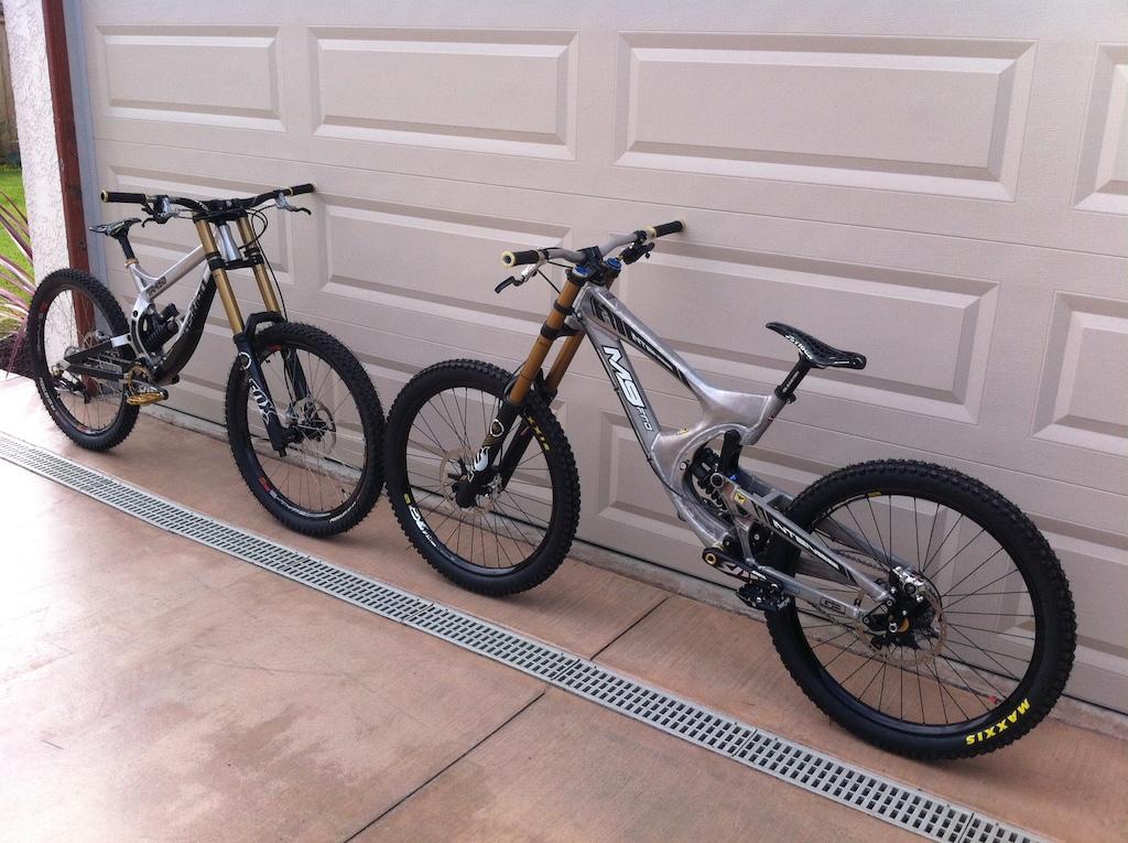 The girls all tuned and ready. Just need to tape up M9 chainstay and both are ready for Big Bear!