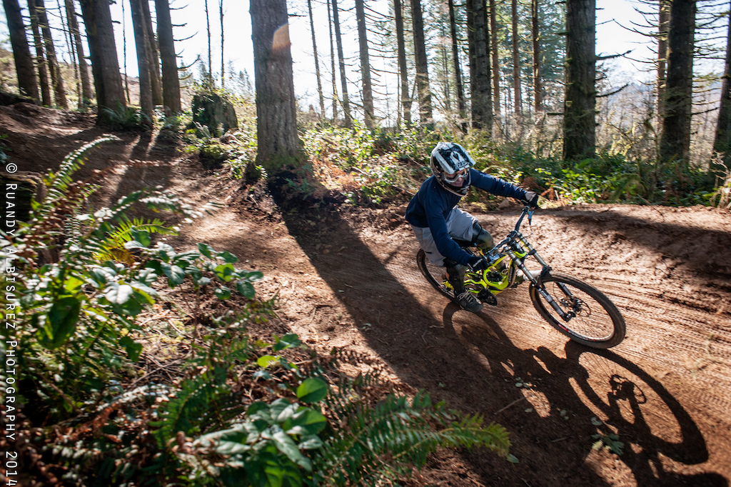Blasting through the woods on a perfect NW spring day.