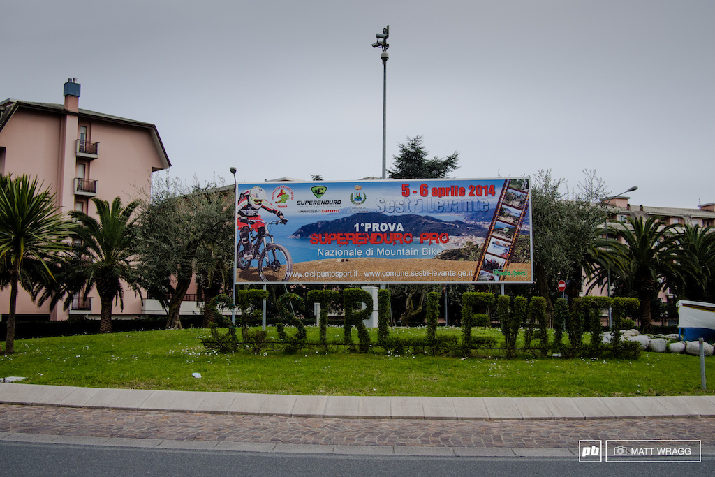 We always talk about communities welcoming races - leaving the autostrada and having this as the first thing you see rather personifies that. Nine years in Superenduro is a big deal for these towns with competition to hold one of these races so when they do have one they like to make sure everyone knows about it which is a great boost for the sport.
