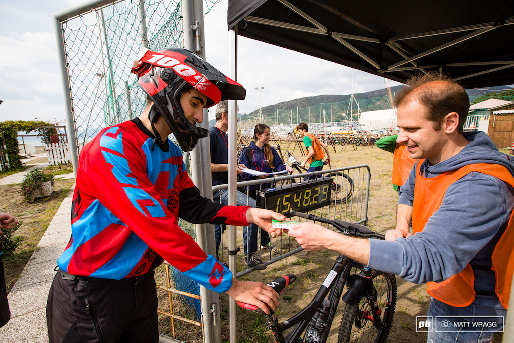 You then hand your bike over to the marshalls at the parc ferme, who give you a ticket for your bike.A