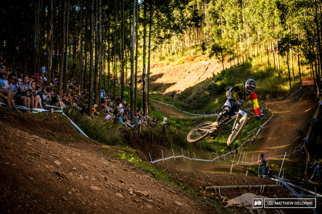 Spanish national champion, Antonio Ferrerio, sending it over the last jump and catching the last rays of sun into the finish.