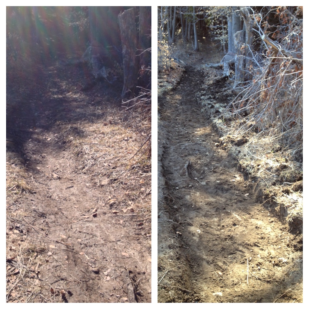 Another before and after of the DH section, dirt has dried out and packed very nicely since the photo was taken.