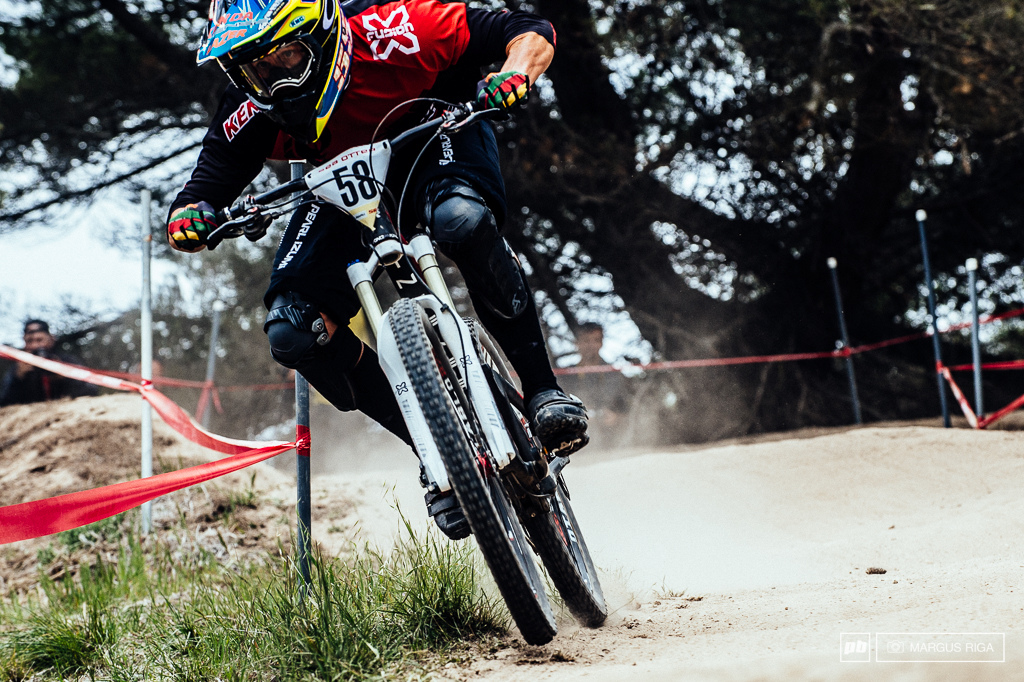 Lopes on his way to winning the 2014 Sea Otter Classic Downhill.