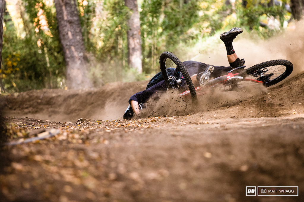 Jeremey Horgen-Kobelski didn t fare too well on the bike park stage today.