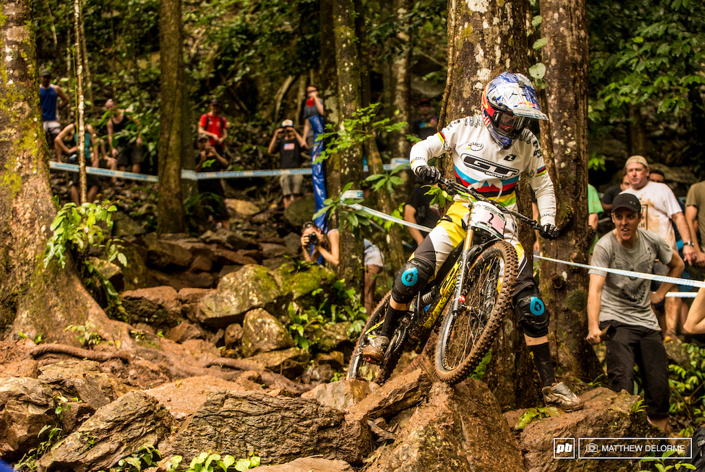 Atherton off line in the rock garden. It may have cost her time, but not enough to keep her from qualifying first.