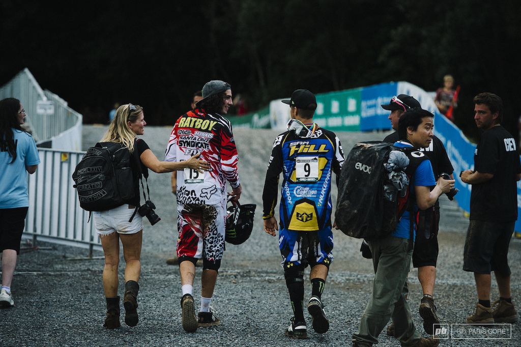 Ratboy, Kathy and Hill all head off to the podium staging area.
