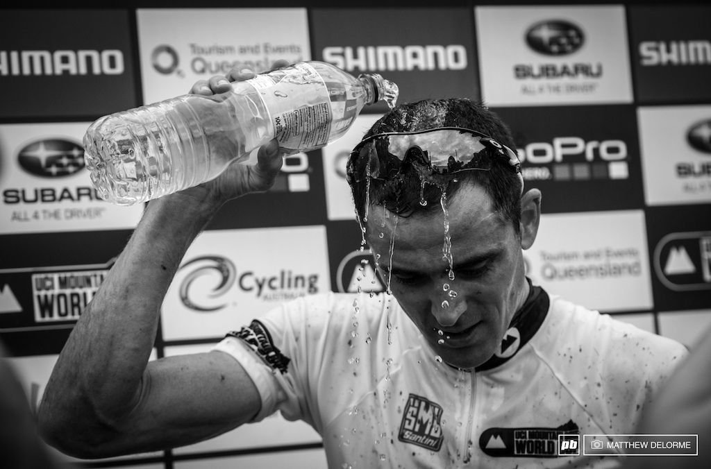 That's two for the flying Frenchman. Julien Absalon cools down after the race.