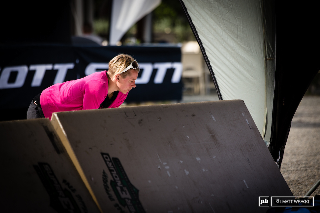 She may have a comfortable lead this evening, but Louise Paulin was avidly checking the timing sheets to make sure.