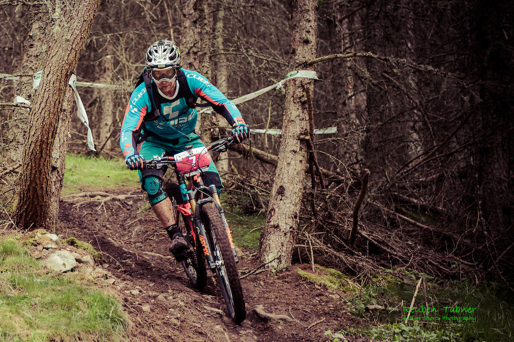 Nico Lau on his way to winning day one races down stage three, during the Enduro World Series at the Tweedlove bike festival in Peebles, Scotland.