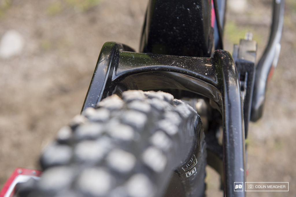 Schwalbe tires have a reputation of being, shall we say, generously proportioned? Not a problem for the new Wilson--the rear swing arm looks like it has enough room to take on a motorcycle tire.