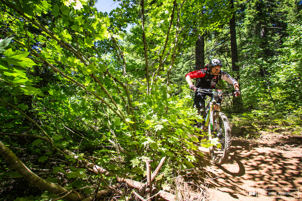 Peter Ostroski glides down the lush forest on stage 1.