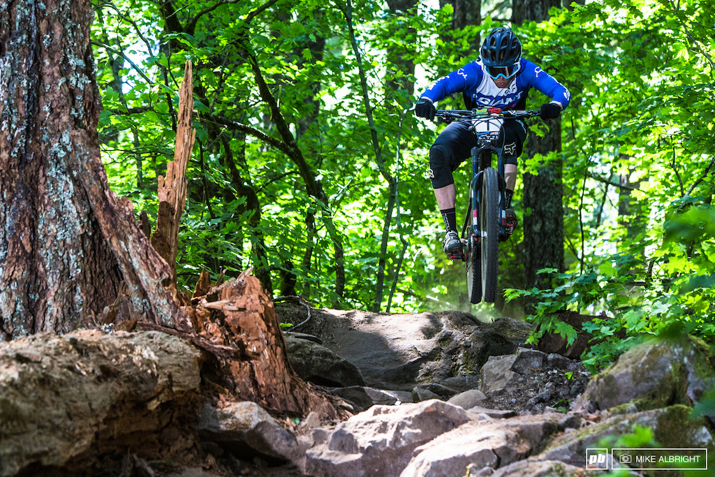 Josh Carlson jumping into the rock garden on the way to a strong 2nd place for the weekend.