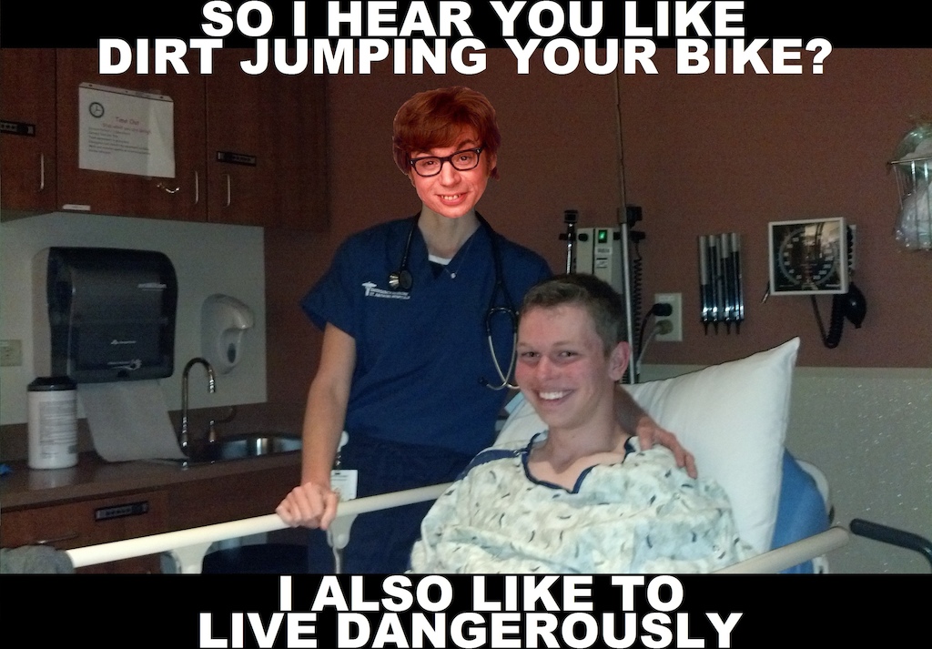 Not my best photoshop... but I figured you guys would get a laugh out of it anyway haha.  Last September when I landed a jump wrong and got a mild concussion.