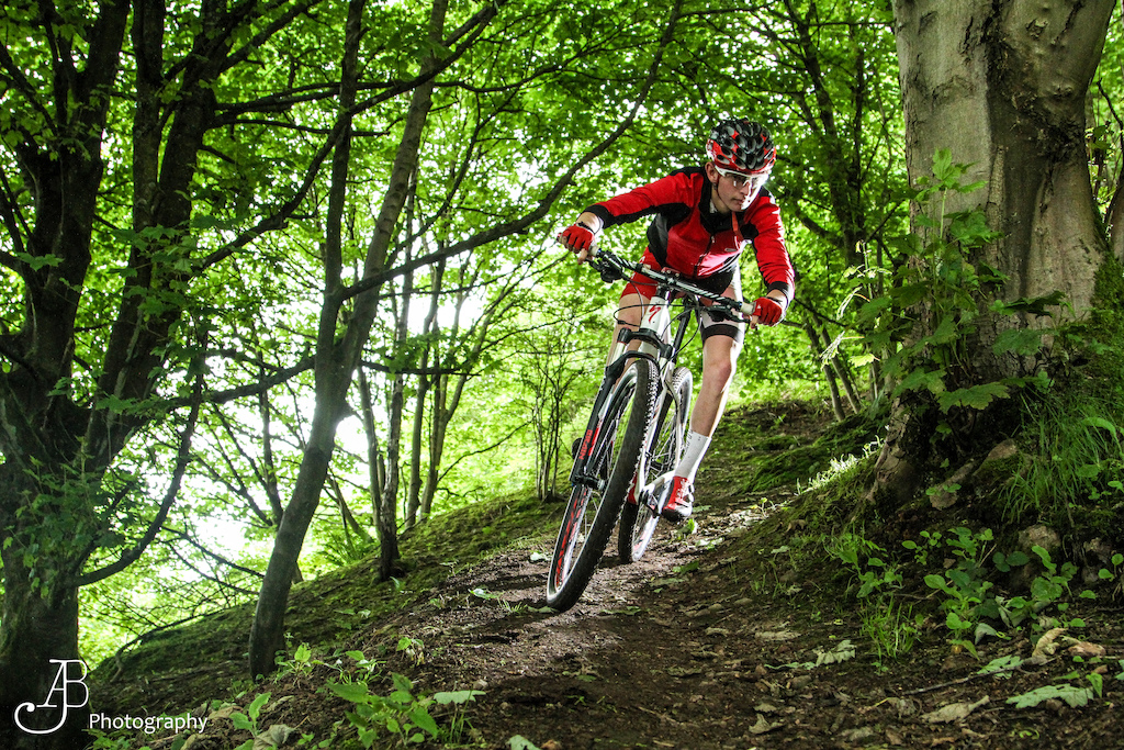 James pinning it round one of the many switchbacks up on the Malvern Hills