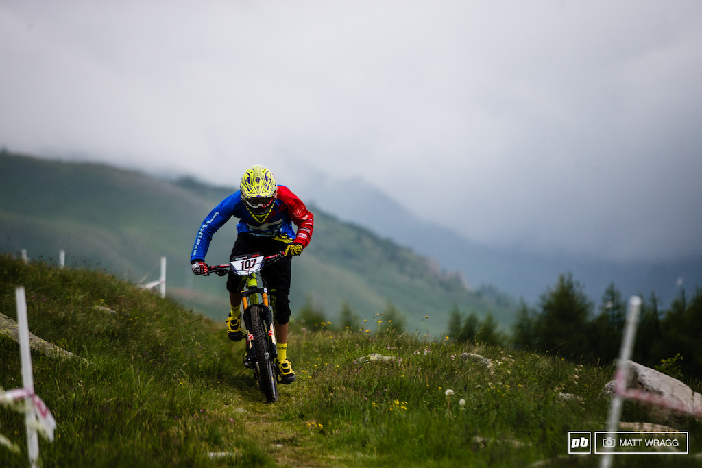 At the top of stage two there was a vicious sprint through the meadows and the rocky channels that run along side them.