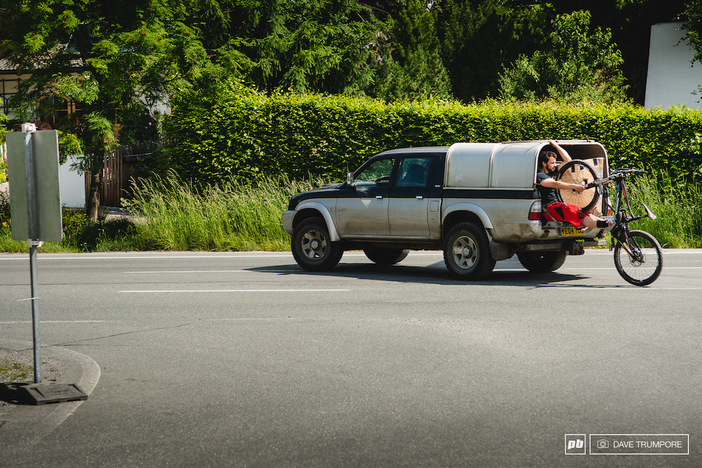When your pits space is also your main form of transport and with multiple bikes and riders sharing one or no vehicle for the weekend you have to get creative to move gear around town.