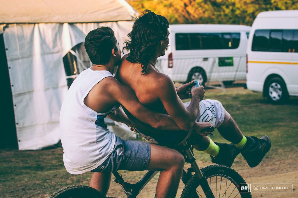It s not uncommon to see riders doubled up on whatever ride they can find at the end of the day.