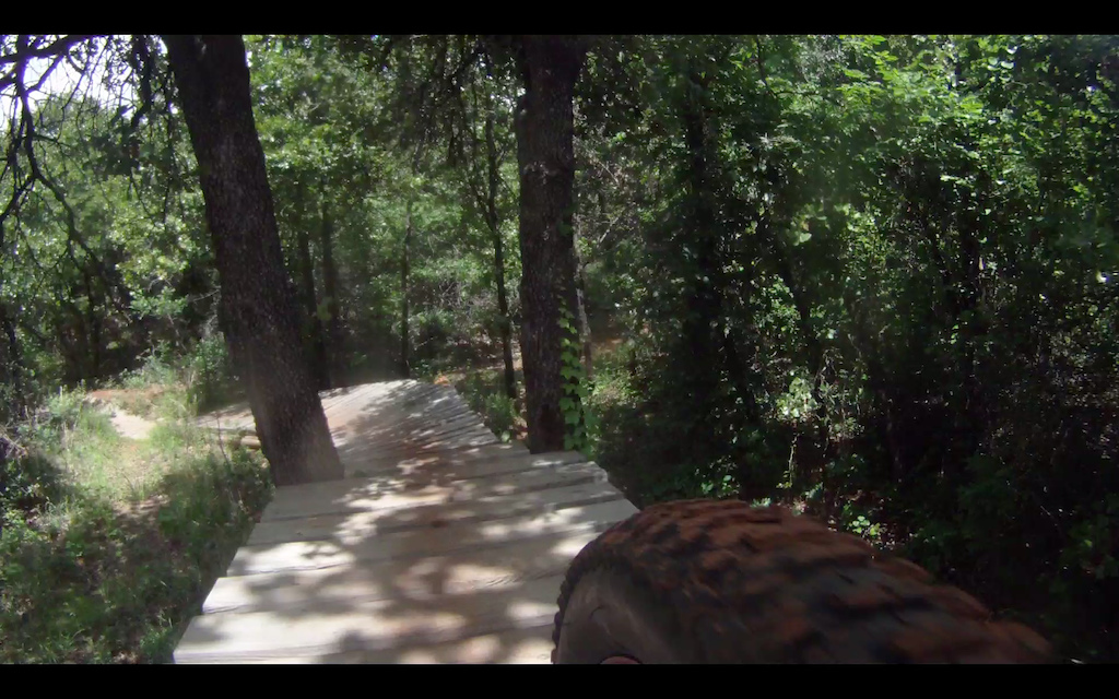 put the GoPro on the front fork and took a shot of me coming down the skinny.