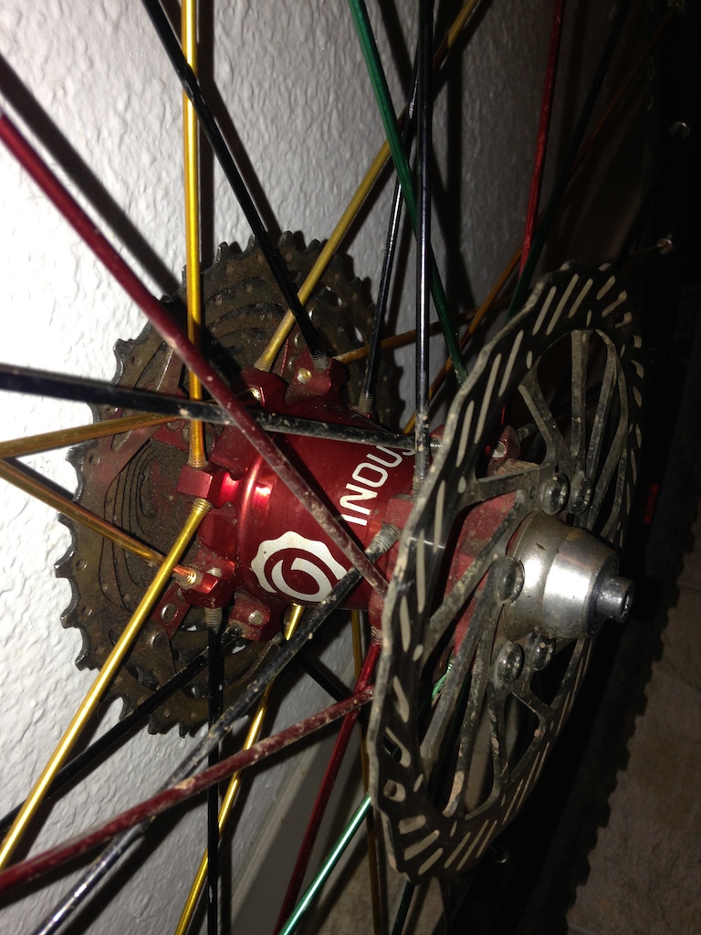 0 Industry Nine Enduro Wheelset 26in Red hubs Rasta Spokes