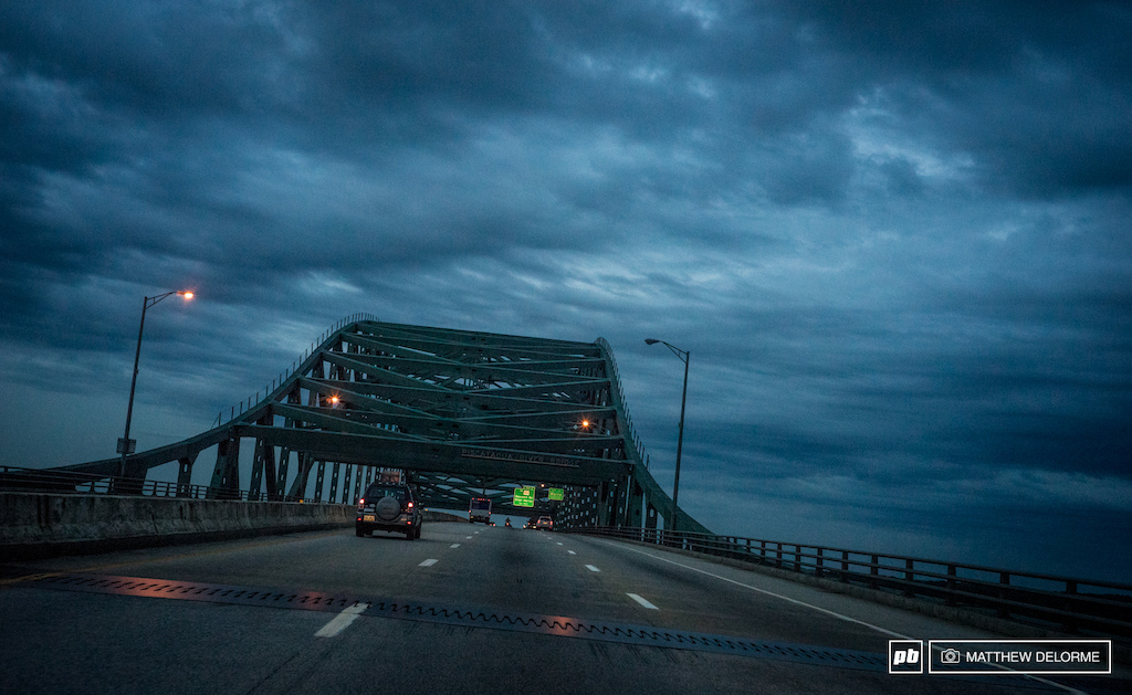 From Maryland to the last state line before Canada. Headed into Maine under the cover of twilight.