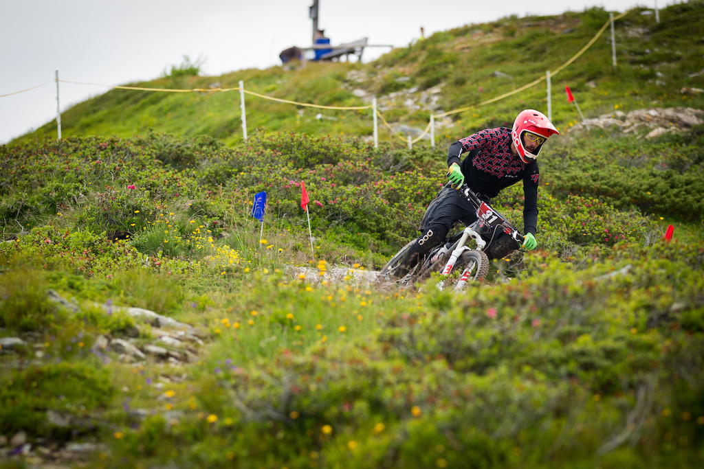 Benedikt Purner, the fastest men in the Masters catorgy, at European Enduro Series 2014, #3 at Kronplatz - Italy. By Hanno Polomsky
