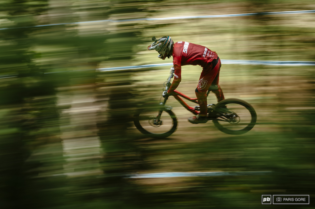 Luca Shaw far up from the rest of the pack and gunning to win another.
