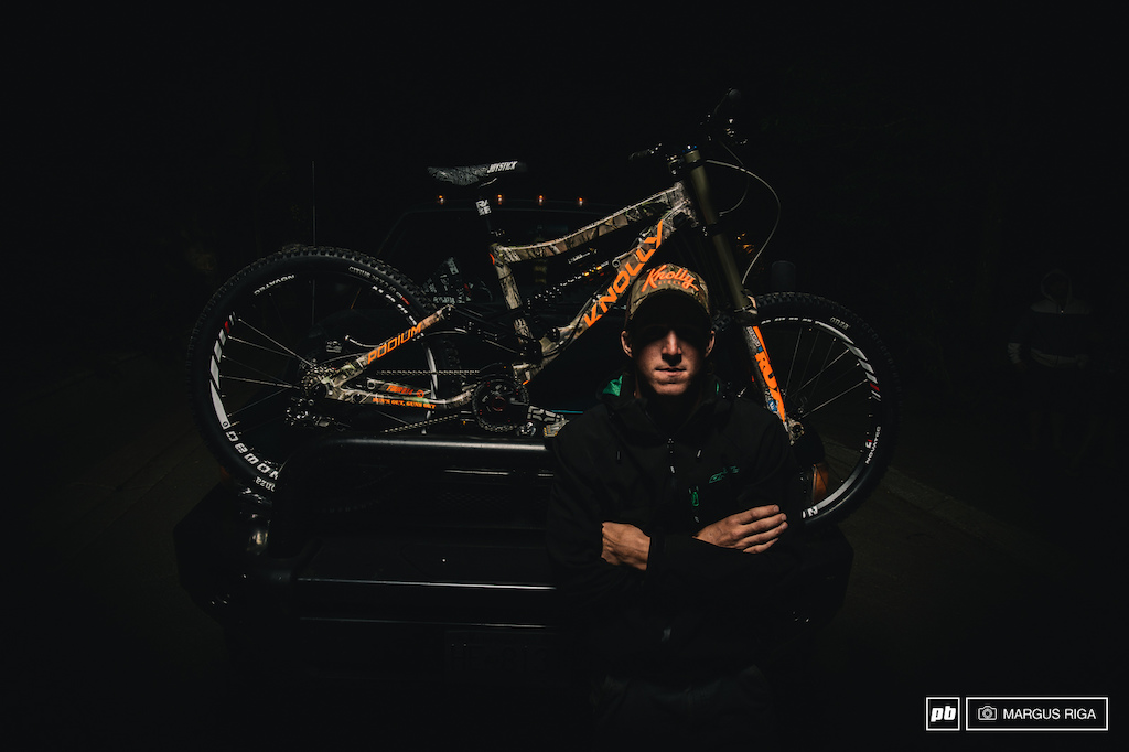 James Doerfling and his new camo Knolly Podium. You can check out what James is doing during Crankworx at Paris Gore's Deep Summer slideshow tuesday night at Olympic Plaza.