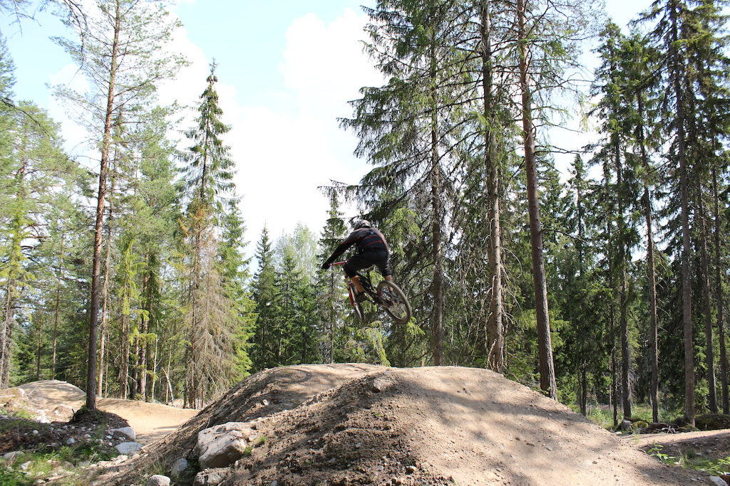 Jump in lower part of Twist Twist trail. Summer 2014 trip to Sweden - Åre and Järvsö. Photo by Taneli I