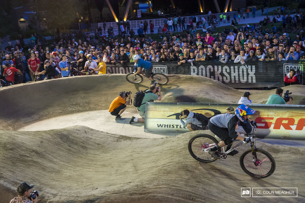 Jill Kintner pretty much took care of business on round one of the ladies Pumptrack Challenge.