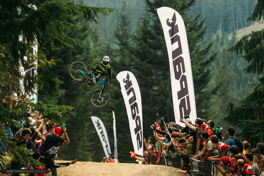 Finn Iles on his final run at the Official Whip Off Worlds at Crankworx